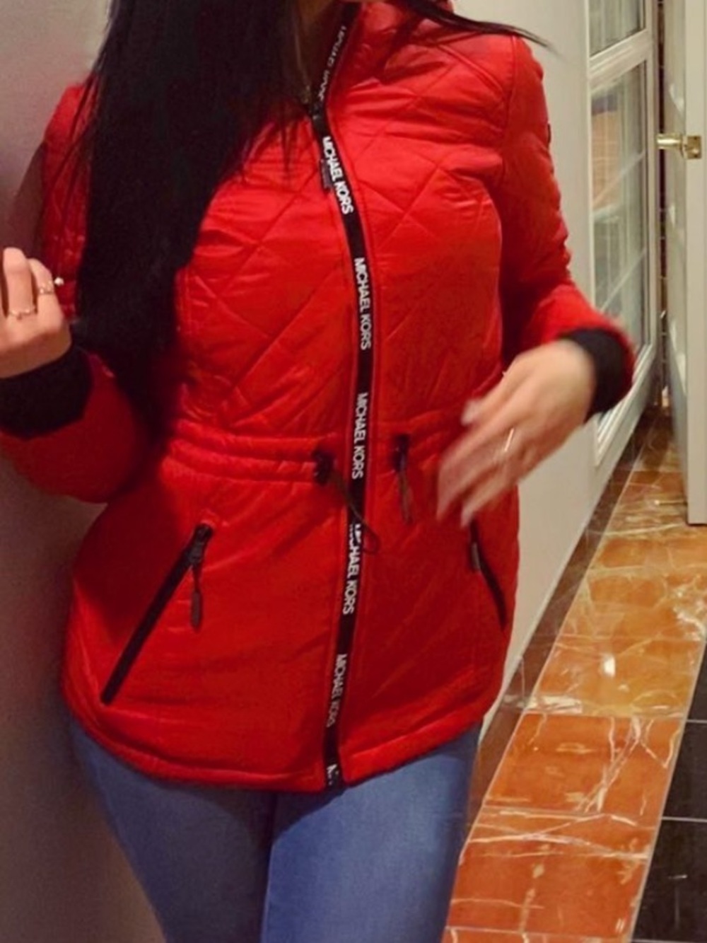 Michael Kors Vintage Red Quilted Hooded Puffer Winter Jacket Women’s Size XS